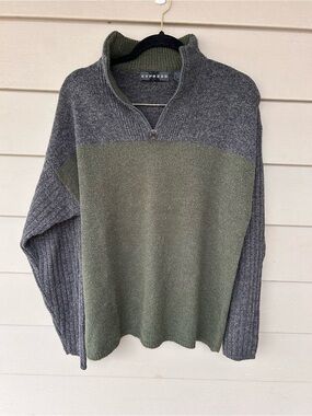 Express Men Wool Blend Colorblock Quarter Zip Sweater Large